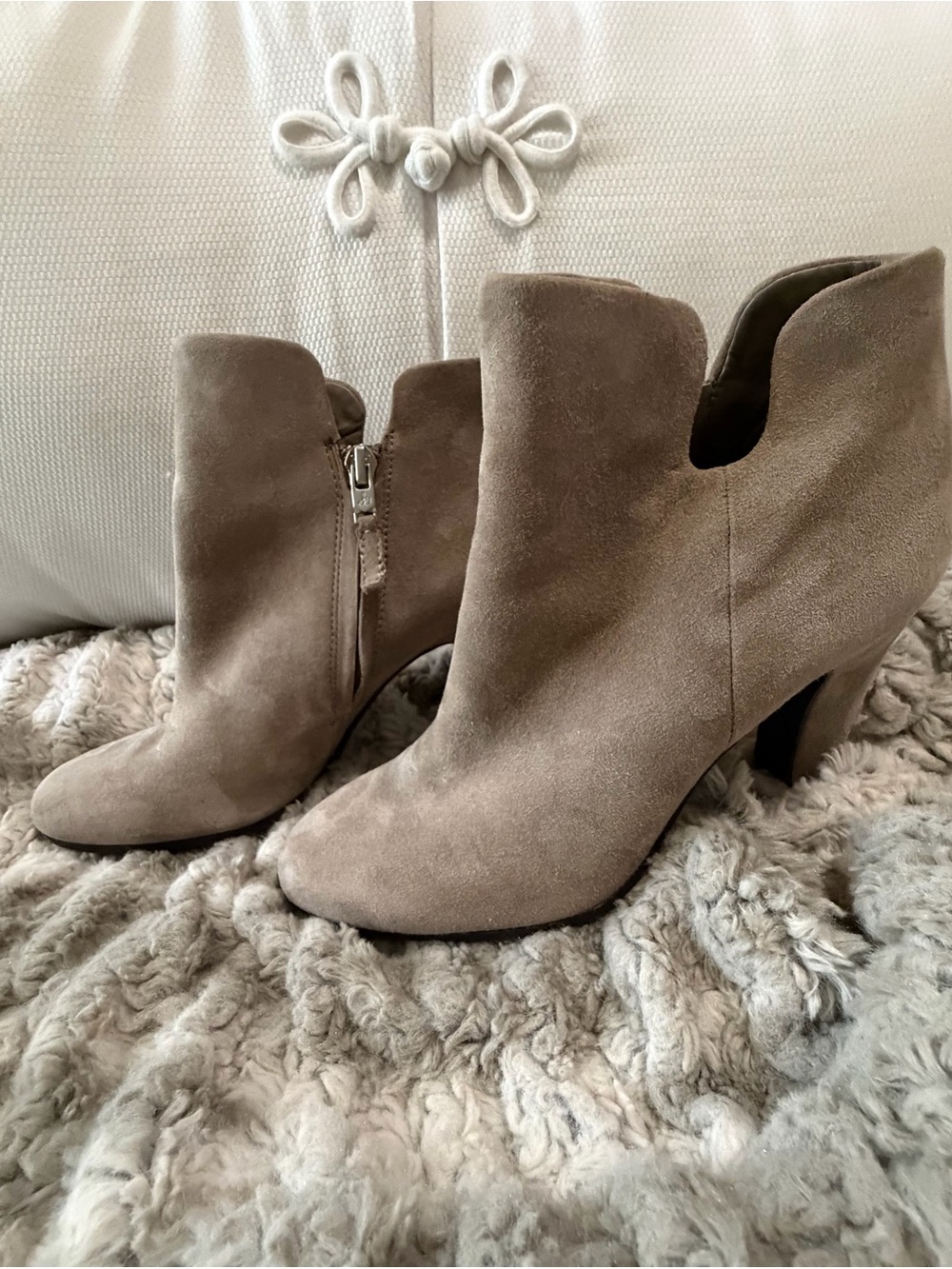 Sam Edelman Suede Ankle Booties in Taupe - Stylish Women’s Heeled Boots